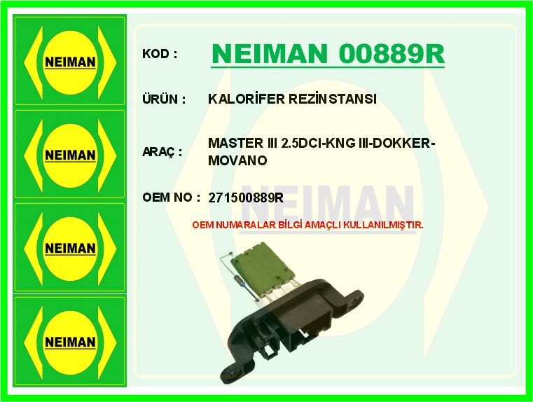KALORİFER REZİNSTANSI MASTER III 2.5DCI-KNG III-DOKKER-MOVANO | OEM:271500889R