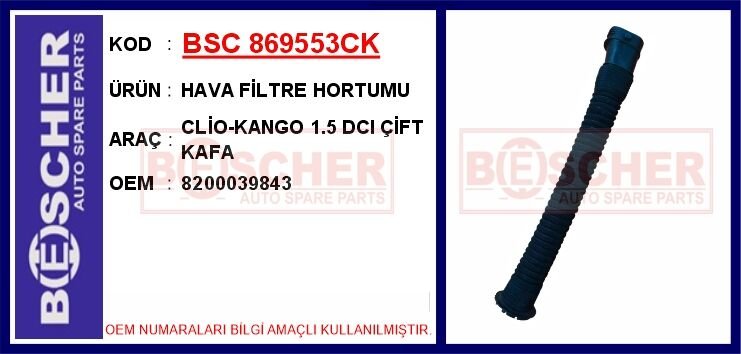 HAVA FİLTRE HORTUMU CLİO-KANGO 1.5 DCI ÇİFT KAFA | OEM:8200039843