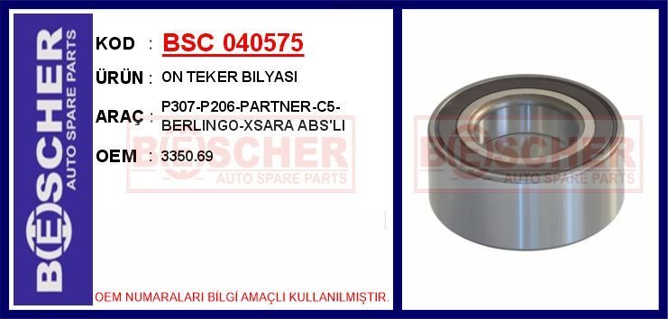 ON TEKER BILYASI P307-P206-PARTNER-C5-BERLINGO-XSARA ABS LI | OEM:3350.69