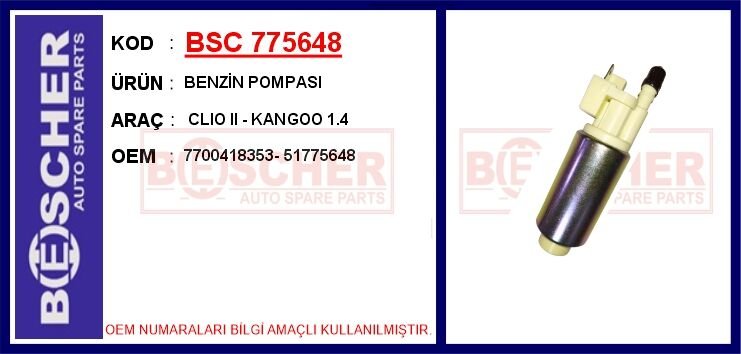 BENZİN POMPASI CLIO II - KANGOO 1.4 | OEM:7700418353-51775648