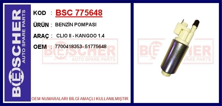 BENZİN POMPASI CLIO II - KANGOO 1.4 | OEM:7700418353-51775648
