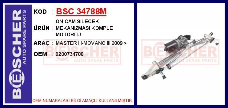 CAM SİLECEK MEKANİZMASI RENAULT MASTER III 10> MOTORLU | OEM:8200734788-288100236R