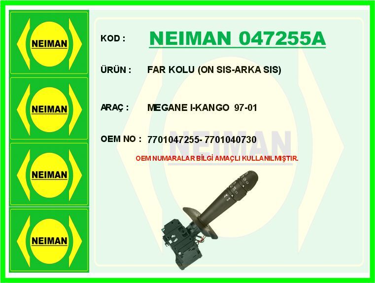 FAR KOLU ON SIS-ARKA SIS MEGANE I-KANGO 97-01 | OEM:7701047255-7701040730