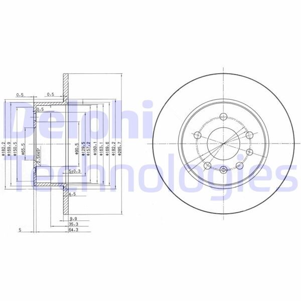ARKA FREN AYNASI VECTRA B 96-02 SAAB 900 93-03 286 x 10 x 5DL DOLU 5084751-5391578-90495269 | OEM:569118-93182293-569210-90512910