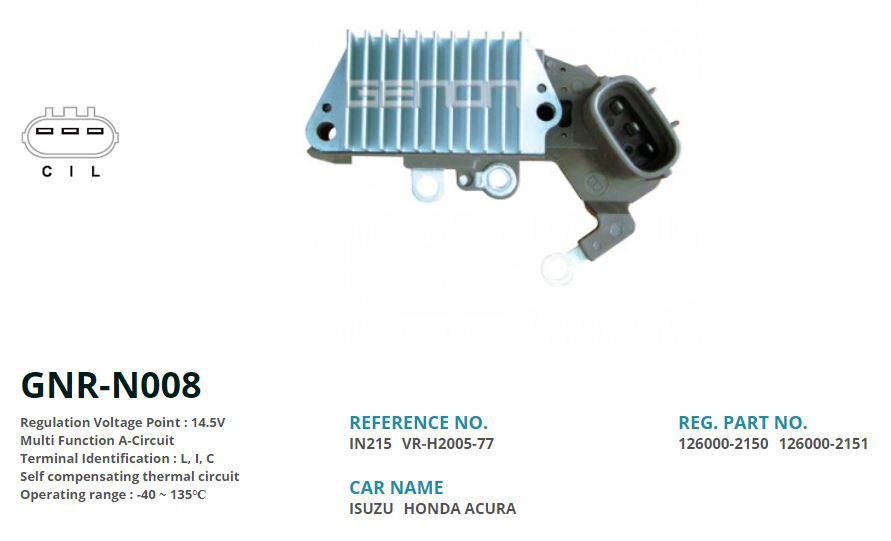 12V ISUZU TROOPER 3.2L-HONDA ACURA 63.5mm L I C | OEM:VR-H2005-77-IN215