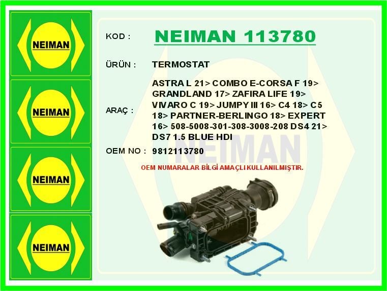 TERMOSTAT ASTRA L 21> COMBO E-CORSA F 19> GRANDLAND 17> ZAFIRA LIFE 19> VIVARO C 19> JUMPY III 16> C | OEM:9812113780