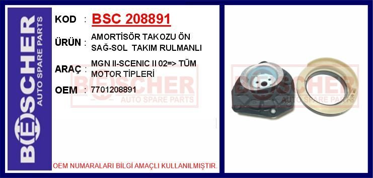 AMORTİSÖR TAKOZU ÖN SAĞ-SOL MGN II-SCENIC II 02 > TÜM MOTOR TİPLERİ takım rulmanlı | OEM:7701208891