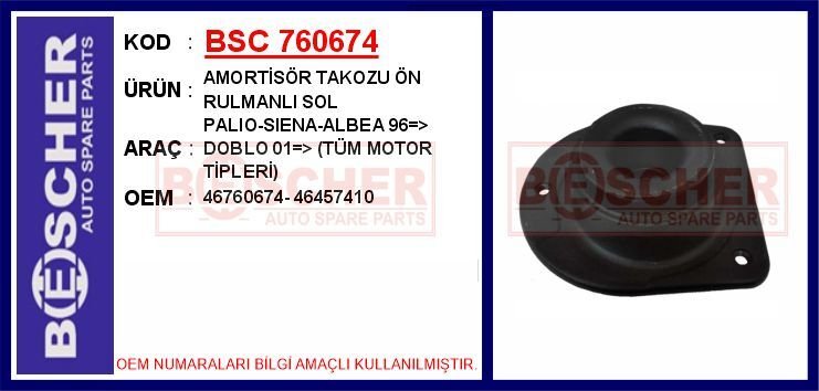 AMORTİSÖR TAKOZU ÖN RULMANLI SOL PALIO-SIENA-ALBEA 96 > DOBLO 01 > TÜM MOTOR TİPLERİ | OEM:46760674-46457410