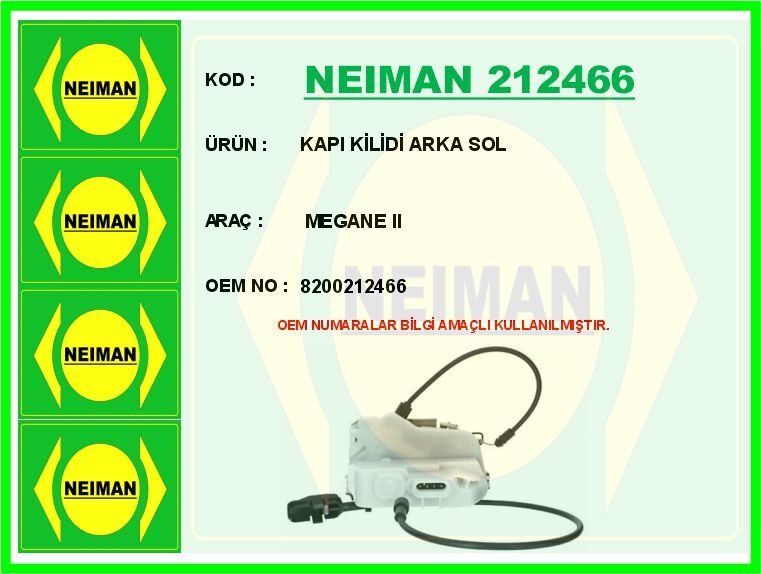 KAPI KİLİDİ ARKA SOL MEGANE II | OEM:8200212466