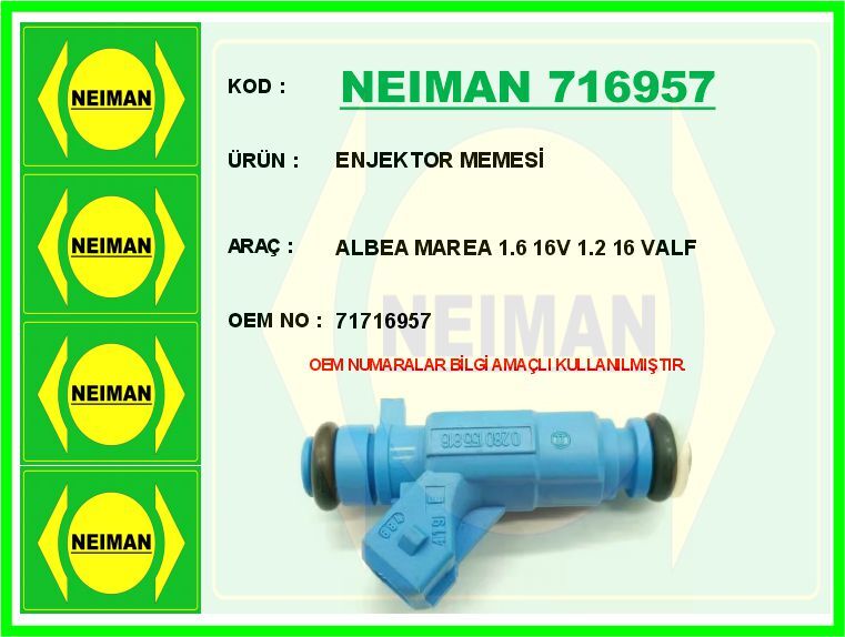 ENJEKTOR MEMESİ ALBEA MAREA 1.6 16V 1.2 16 VALF | OEM:71716957