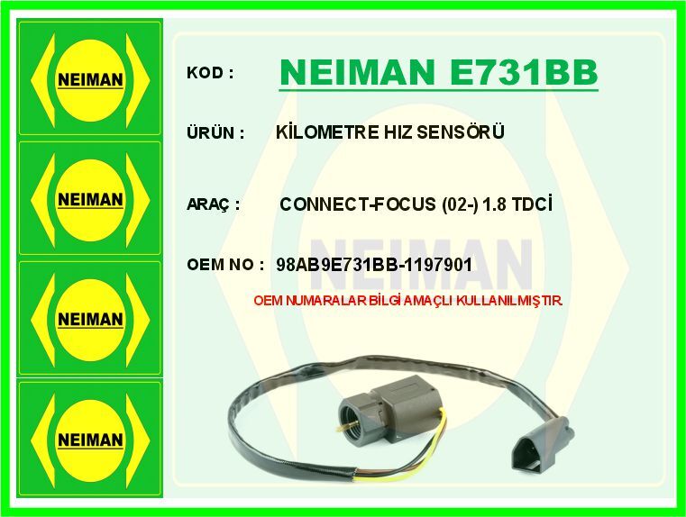 KİLOMETRE HIZ SENSÖRÜ CONNECT-FOCUS 02- 1.8 TDCİ | OEM:98AB9E731BB-1197901