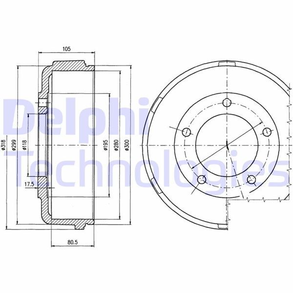 ARKA KAMPANA TRANSIT V.184 01>06 TEK TEKER 280 / 80.5 MM | OEM:YC1W 1126 DD-3C111126AA-4519396