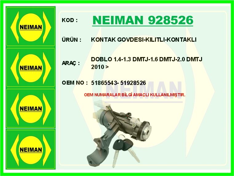 KONTAK GOVDESI-KILITLI-KONTAKLI DOBLO 1.4-1.3 DMTJ-1.6 DMTJ-2.0 DMTJ 2010 > | OEM:51865543-51928526