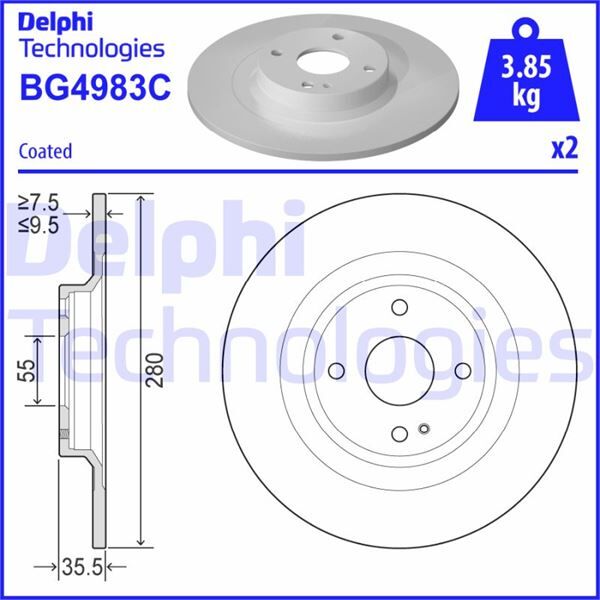 FREN DİSKİ ÇİFTLİ PAKET - BOYALI. DELİKSİZ ARKA FIAT // MAZDA; 124 SPIDER // MX-5 06/2015 > | OEM:6000612254-N25126251