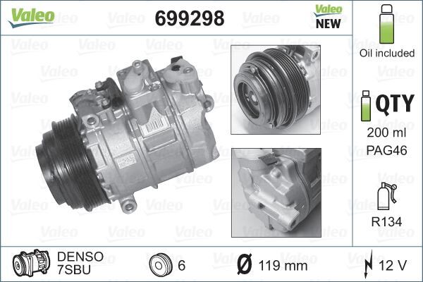 KLIMA KOMPRESORU MERCEDES W202 S202 C208 W210 W638 B901>B904 | OEM:A0002307011