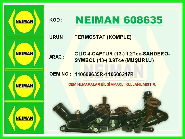 TERMOSTAT KOMPLE RENAULT CLIO IV 12> CAPTUR 13> SANDERO II 13> SYMBOL III 14> 0.9TCe 1.2TCe MÜŞÜRLÜ | OEM:110608635R-110606217R-1106000Q1D