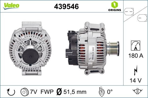 ALTERNATOR 14V 180A MERCEDES W203 W204 W211 W212 W164 W463 W639 B906 | OEM:A6421540402
