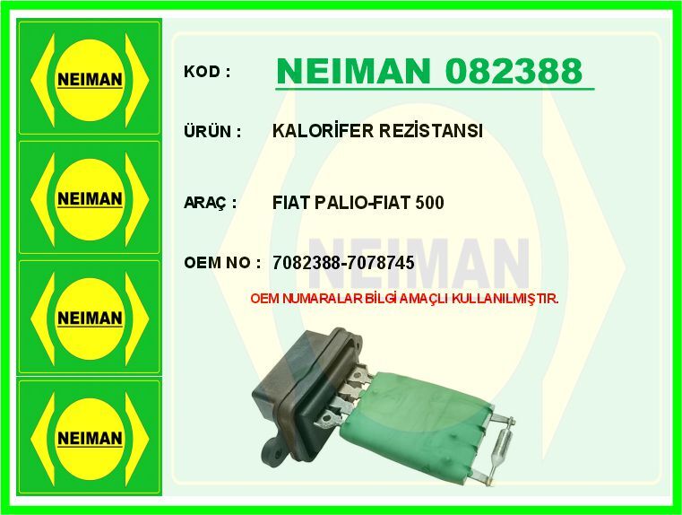 KALORİFER REZİSTANSI FIAT PALIO-FIAT 500 | OEM:7082388-7078745