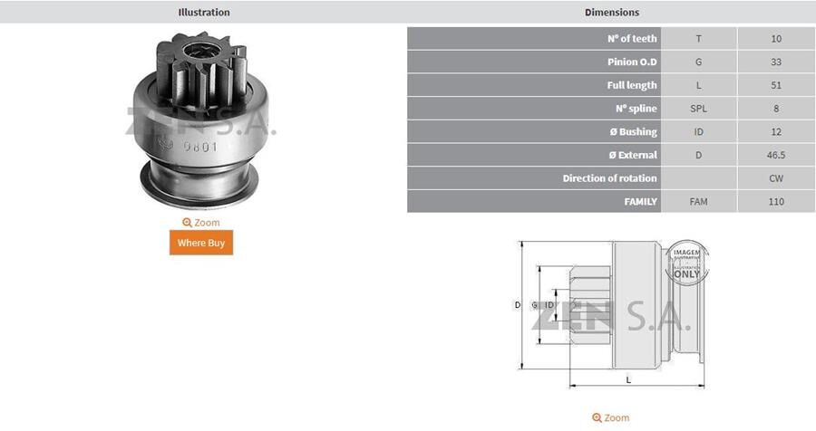 10 DIS OPEL ASTRA-VECTRA-ZAFIRA 1.9 CDTI-2.0 CDTI-JEEP GRAND CHEROKEE-CHRYSLER-DODGE RAM PICK UP | OEM:UMD-5912-M191T14271-M191T76081