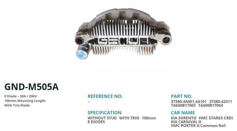 KIA SORENTO-HYUNDAI STAREX CRDI 100mm 8 DIOT | OEM:37380-4A001-37380-4A101