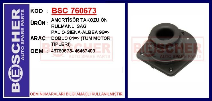 AMORTİSÖR TAKOZU ÖN RULMANLI SAĞ PALIO-SIENA-ALBEA 96 > DOBLO 01 > TÜM MOTOR TİPLERİ | OEM:46760673-46457409