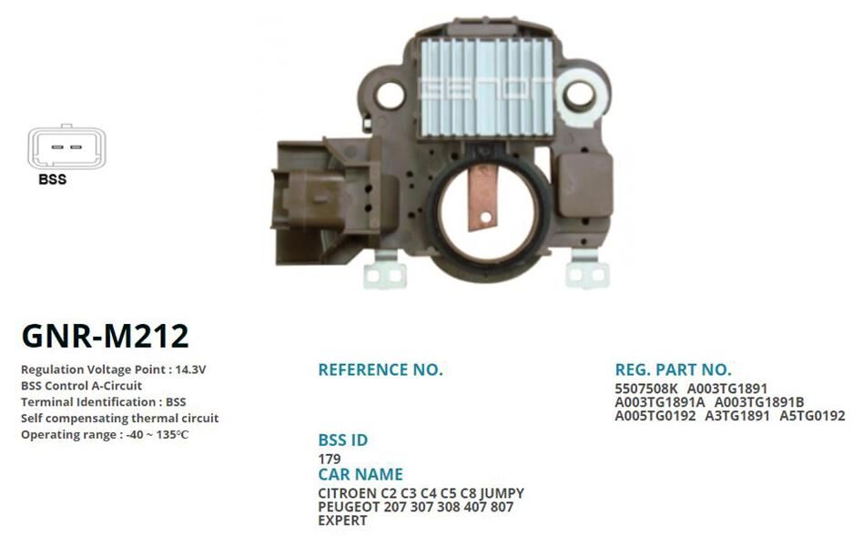 12V CITROEN C2-C3-C4-C5-C8-JUMPY-PEUGEOT 207-307-308-407-807-EXPERT A3TG1891-A5TG0192 BSS | OEM:VR-H2009-160-IM912-A3TG1891-A5TG019