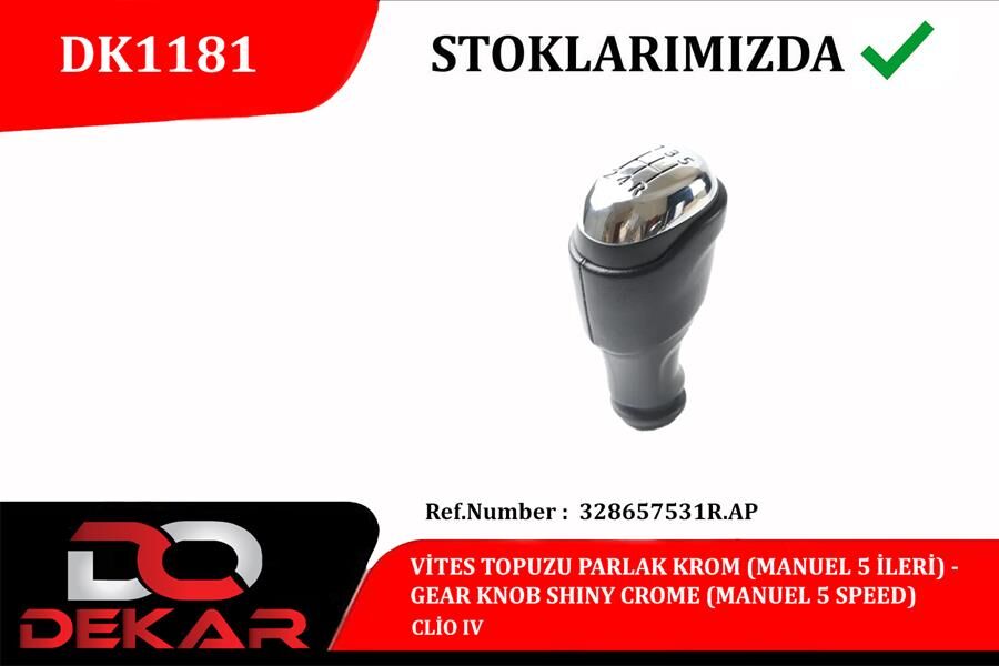 VİTES TOPUZU PARLAK KROM MANUEL 5 İLERİ CLİO IV | OEM:328657531R