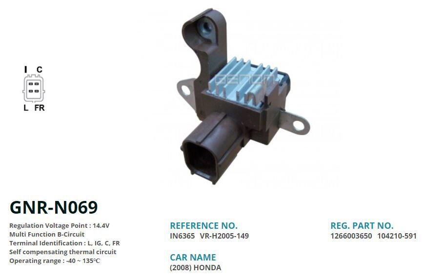 12V HONDA 2008 L IG C FR | OEM:VR-H2005-149-IN6365