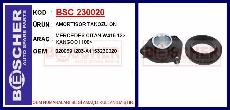AMORTISOR TAKOZU ON MERCEDES CITAN W415 12> - KANGOO III 08> | OEM:8200591283-A4153230020