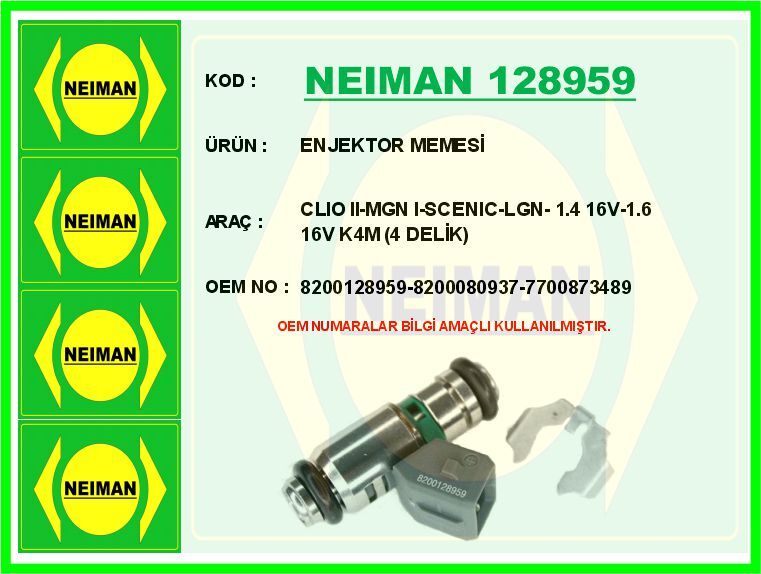 ENJEKTOR MEMESİ CLIO II-MGN I-SCENIC-LGN- 1.4 16V-1.6 16V K4M 4 DELİK | OEM:8200128959-8200080937-7700873489