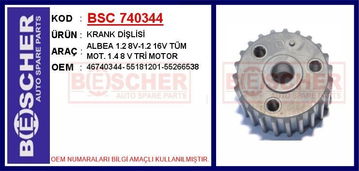 KRANK DİŞLİSİ ALBEA 1.2 8V-1.2 16V TÜM MOT. 1.4 8 V TRİ MOTOR | OEM:46740344-55181201-55266538