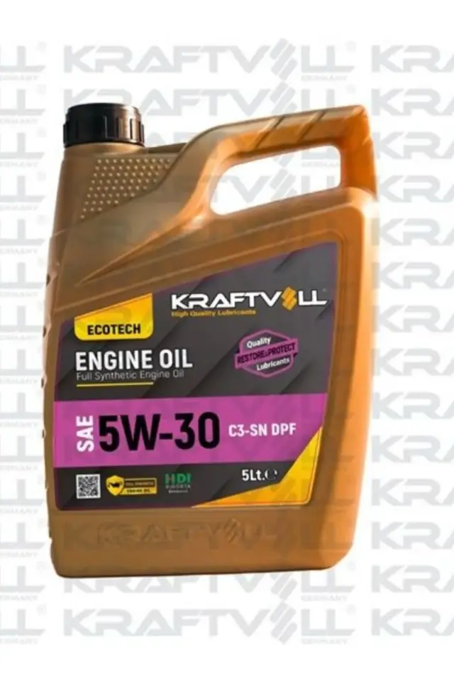 Kraftvoll Germany Kraftvoll ALMAN Motor Yagı Ecotech Dızel Dpf Partıkul 5w-30 Acea C3 Sn Tam Sentetık 5lt. 2025