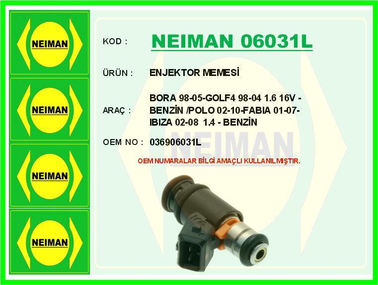 ENJEKTOR MEMESİ BORA 98-05-GOLF4 98-04 1.6 16V - BENZİN /POLO 02-10-FABIA 01-07-IBIZA 02-08 1.4 - B | OEM:036906031L