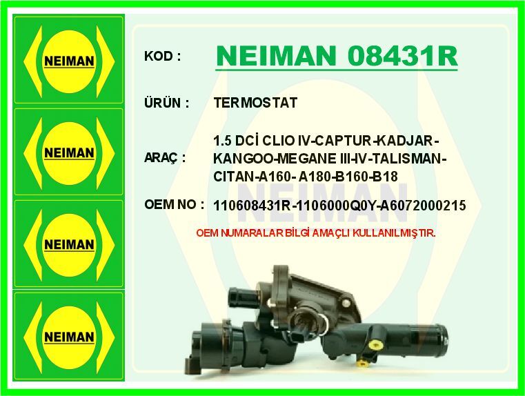 TERMOSTAT 83 C RENAULT SYMBOL III 14> MEGANE IV 16> CLIO IV 12> CAPTUR 13> DUSTER 12> DOKKER 12> 1. 5dCi K9K | OEM:110608431R-1106000Q0Y