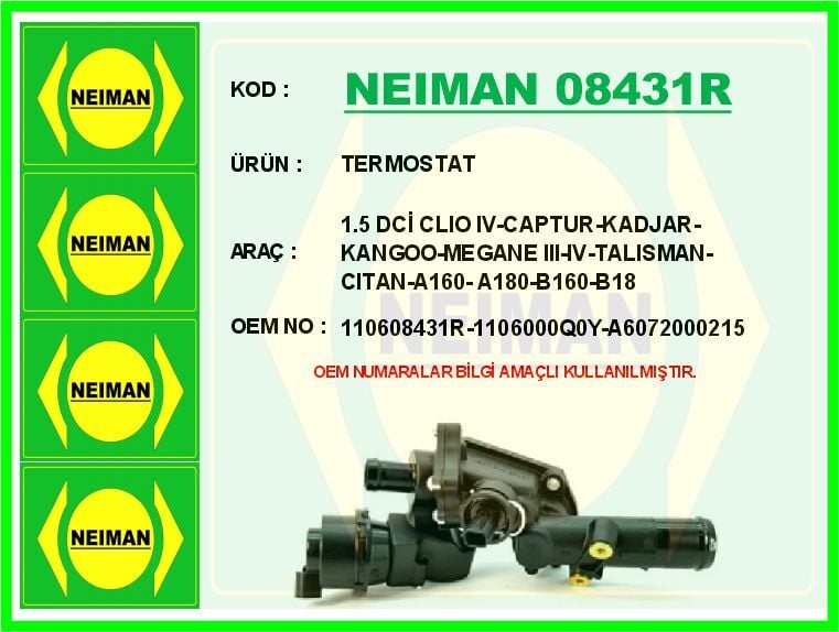 TERMOSTAT 83 C RENAULT SYMBOL III 14> MEGANE IV 16> CLIO IV 12> CAPTUR 13> DUSTER 12> DOKKER 12> 1. 5dCi K9K | OEM:110608431R-1106000Q0Y