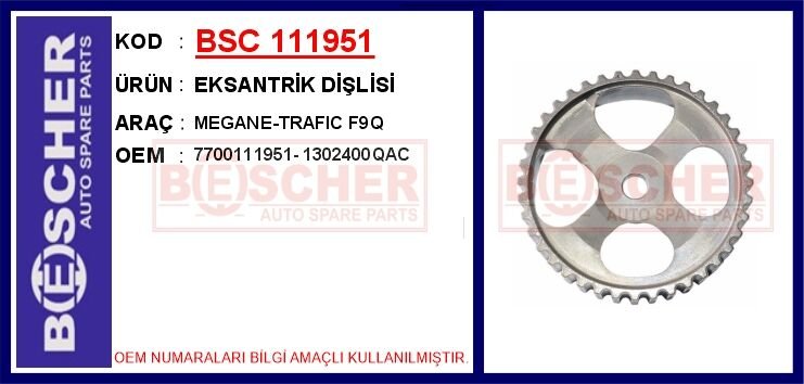 EKSANTRİK DİŞLİSİ MEGANE-TRAFIC F9Q | OEM:7700111951-1302400QAC