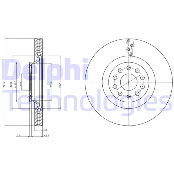 FREN DİSKİ TEKLİ PAKET - BOYALI. DELİKLİ ÖN AUDI // SKODA // VW; S3 // KODIAQ. OCTAVIA // ARTEON. GOLF. PASSAT. PASSAT ALLTRACK 06/2007 > | OEM:1K0615301AD-3C0615301C-5Q0615301G