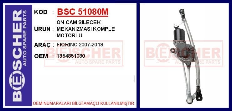 ÖN CAM SİLECEK MOTOR MEKANİZMASI KOMPLE PEUGEOT BIPPER-CITROEN NEMO-FIAT FIORINO 07>18 | OEM:6401.G6-1354851080
