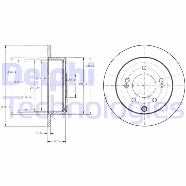 ARKA FREN DİSKİ DOLU TİP KIA CERATO 1.6L G4FC 10-14 / SOUL 1.6L G4FC benzinli 09-> 1.6L D4FB CRDİ 09-14 262 çap x 5 bijon - Takım disk fiyatıdır | OEM:584110Q300-584112K300-584112K350