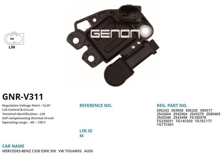 12V MERCEDES BENZ C320-E300-SPRINTER-VITO/ VW TOUAREG-AUDI LIN | OEM:VR-V3279-M573-595243-593958-595325-