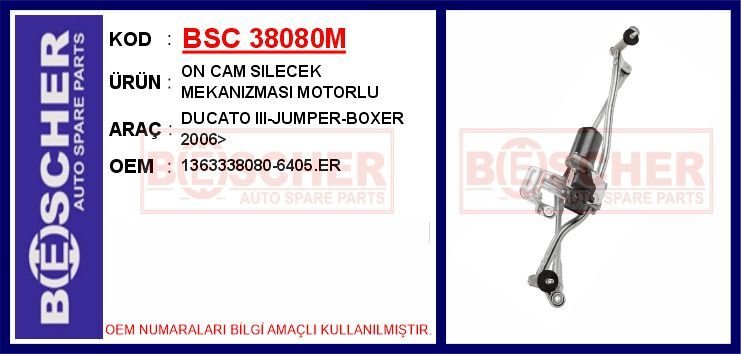 ÖN CAM SİLECEK MOTOR MEKANİZMASI KOMPLE BOXER-JUMPER-DUCATO 06> | OEM:6405.PP-1363338080-6405.ER