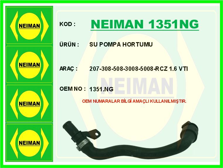 SU POMPA HORTUMU 207-308-508-3008-5008-RCZ 1.6 VTI | OEM:1351.NG