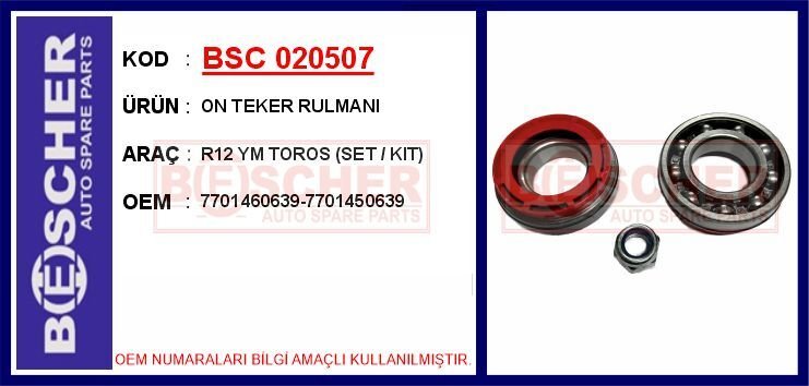 ON TEKER RULMANI R12 YM TOROS SET / KIT | OEM:7701460639-7701450639