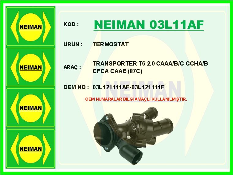 TERMOSTAT TRANSPORTER T6 2.0 CAAA/B/C CCHA/B CFCA CAAE 87C | OEM:03L121111AF-03L121111F