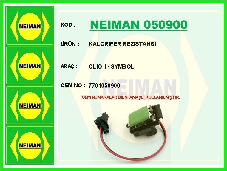 KALORİFER REZİSTANSI CLIO II - SYMBOL | OEM:7701050900