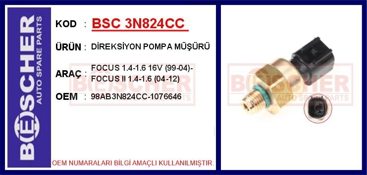 DİREKSİYON POMPA MÜŞÜRÜ FOCUS 1.4-1.6 16V 99-04 -FOCUS II 1.4-1.6 04-12 | OEM:98AB3N824CC-1076646