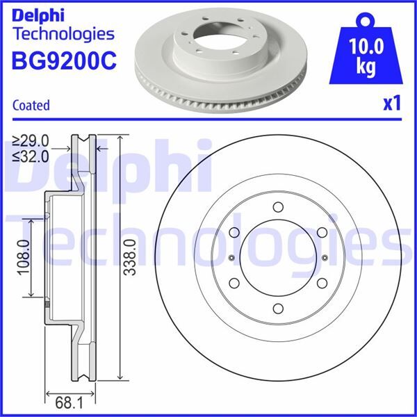 ÖN FREN DİSKİ HAVA KANALLI TOYOTA LAND CRUISER 2.8L 1GD-FTV GDJ150 17-> 338 çap x 6 bijon - Adet disk fiyatıdır | OEM:4351260190-4351260191