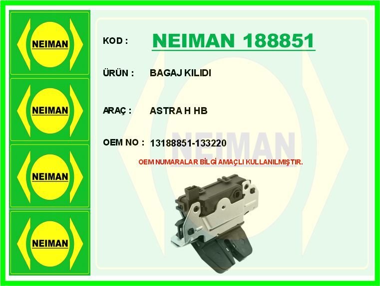 BAGAJ KILIDI ASTRA H HB | OEM:13188851-133220