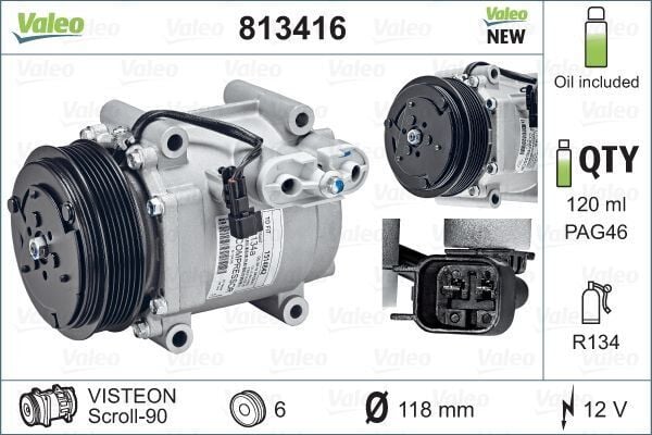 KLİMA KOMPRESÖRÜ FIESTA VI 1.6-1.4 TDCİ-1.6 TDCİ 08>12 120mm | OEM:8V5119D629DF-1514842-1522102