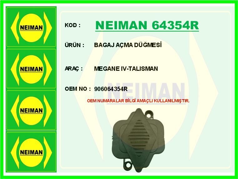 BAGAJ AÇMA DÜĞMESİ MEGANE IV-TALISMAN | OEM:906064354R